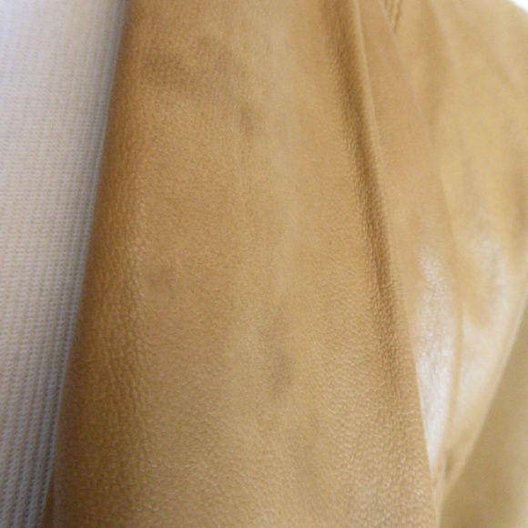 BEBE VICUNA LEATHER brown drape WATERFALL jacket XS vintage boho hippie - Picture 3 of 8